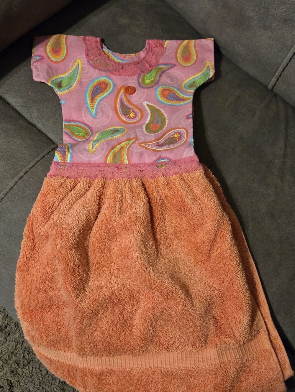 Pink And Oramge Paisley Kitchen Hanging Towel Dress - Brand Unspecified
